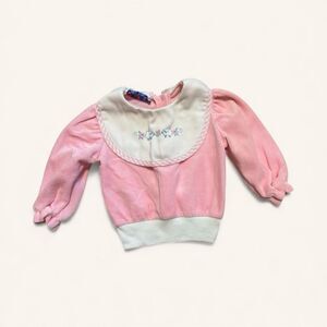 1970’s Doe-Spun Vintage Bib Sweater In Size 3-6 Mo Made In USA Union Tag